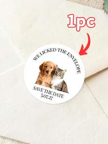 12/24/36/48/60Pcs Custom Photo Envelope Seal Stickers, Personalized Round Customized Your Pet Photo Text Labels, Customized Your Own Picture Sticker Labels For Wedding Invite, Party Favor, Gift Packaging, Wedding Party Invitation Sealing Decals - Multicolor 4 - View 14