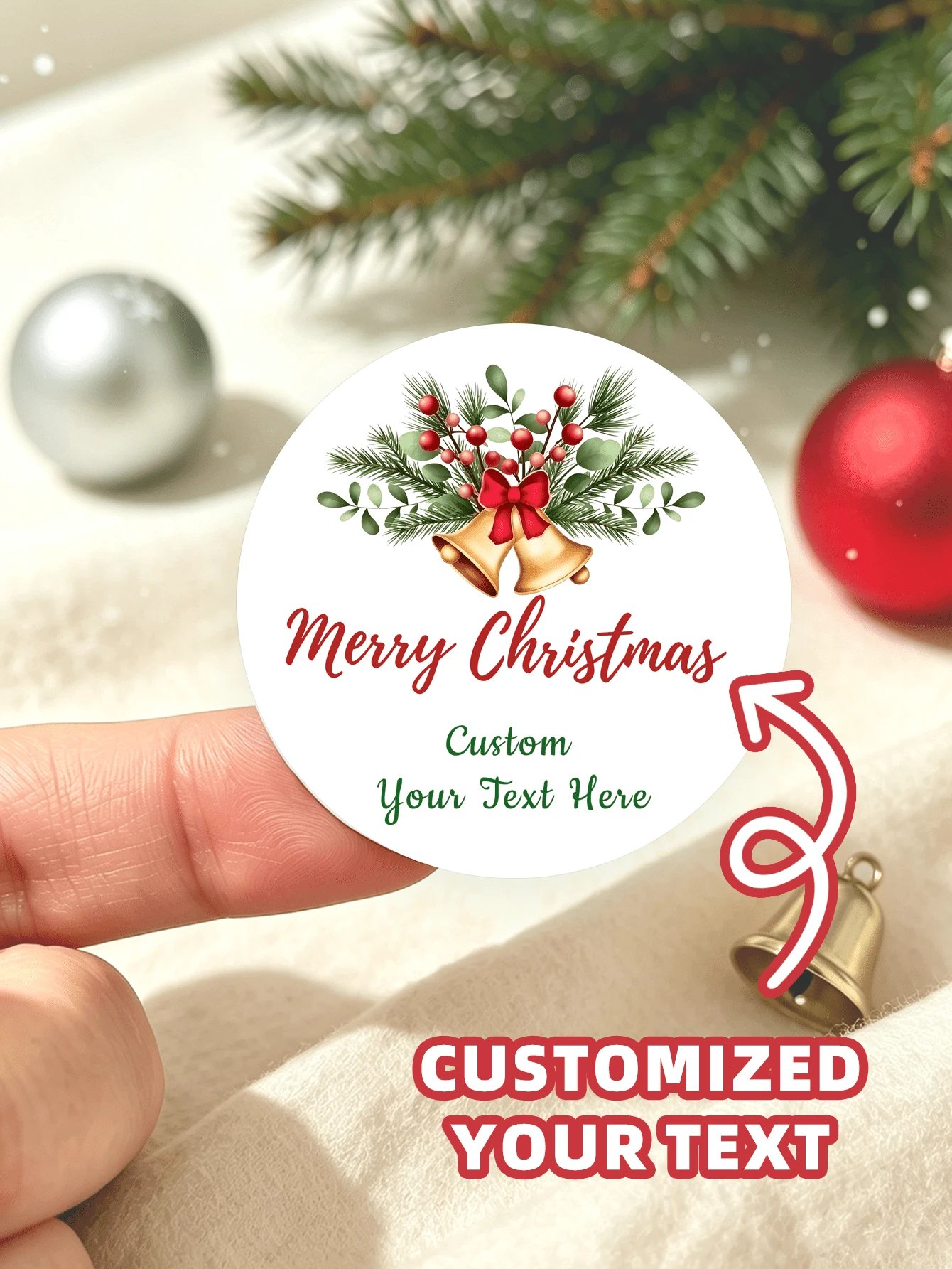 1/60/120/180/240pcs Round Customized Pattern Stickers, Customizable Pattern Text Waterproof PVC Round Stickers, Can Design Santa Claus, Snowflake And Other Christmas Element Patterns, Suitable For Christmas Gift Box Decoration, Storage Labeling, Handmade Decoration, Sealed Jar Marking, Perfect For Giving To Her, Him, Friends, Family, Couples, Christmas Lovers, Applicable For Christmas Party, Costume Party, Christmas Eve Theme Gathering - Multicolor - View 1
