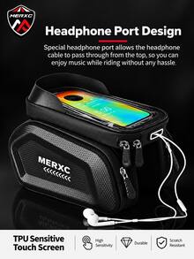 MERXC Brand Large Capacity High Quality Bicycle Front Crossbar/Seat Bag - Adjustable Installation, Suitable For Mountain Bike Handlebars, Black Cycling Gear, Safely Store Phone, Keys, Essentials, Night Riding Applicable, High Visibility Material, Bicycle Accessories - Black - View 4
