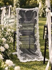 Memorial Chair Sign, Lace Banner, Wedding Remembrance, Reserved Seat, Heartfelt Tribute, Ceremony Honor - Multicolor - View 4