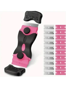 Multifunctional Cleaning Scraper Set, Pink Double-Headed Scraper With 10 Metal Blades + 10 Plastic Blades, Adhesive Remover, Glass Scraper, Car Window Film Tool, Floor And Kitchen Stain Remover, Grout Cleaner, Outdoor Advertising Cleaning, - Pink - View 10