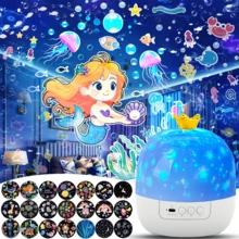 星空海洋波浪投影燈 360°自動旋轉皇冠LED投影燈 柔和助眠燈 浪漫房間裝飾 生日聖誕禮物 適合兒童與成人 - 1PC - 查看 3