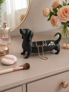 1pc Dachshund Decorative Storage Tray, Cute Puppy Shaped Ring, Earring, Necklace, Bracelet, Key And Small Items Organizer Box, Bedroom, Vanity, Entryway Or Desktop Decor, Gift Dog Tray Jewelry Storage Decoration - Multicolor - View 8