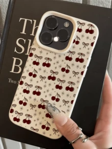 1件 白色復古星芒櫻桃個性化極簡全包覆 TPU 防震手機殼，適用於 Apple 18 17 16 15 14 13 12 11 Pro Max Air 及系列 - 彩色 - 查看 3