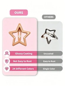 4/11pcs Random Mixed Color Star Hair Clips, Perfect For Fine Hair, Thick Hair - Fashionable Cool Decorative Set, Suitable For Carnival Party Decoration, Non-Slip Snap Small Star Colorful Hair Clips - Mixed color - View 6