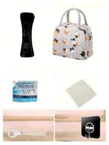 OBOVAY Cartoon Animal Pattern Insulated, Waterproof, Scratch-Resistant, Leak-Proof, Odorless, Easy-To-Clean, Compact, Large Capacity, Moisture-Proof, Lightweight, Shoulder-Carry, Foldable Lunch Tote Bag, Suitable For Camping, Office, Travel, University, Daily Use, Ideal Gift - Multicolor - View 10