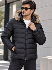 Men Winter Coats - Black - View 2