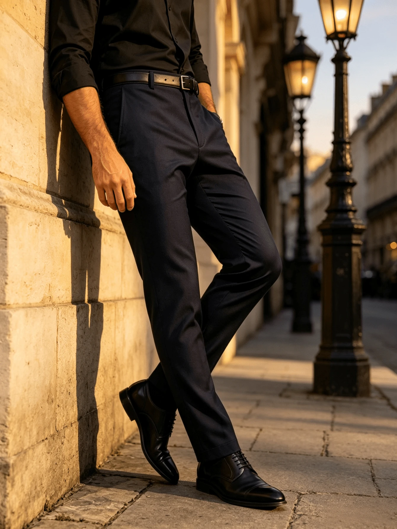 Men's Slant Pocket Suit Pants, Beltless Design Formal Trousers, Suitable For Light Business Attire, Casual And Business Occasions. Gift For Boyfriend/Husband - Navy Blue - View 1