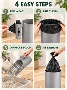 1 Set Solid Color Pet Waste Bag Dispenser + Storage Box, Dog Poop Bag Organizer, Cat Litter Cleaning Trash Bag Storage Box, Home Pet Cleaning Supplies, Gray - Grey - View 4