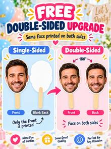 Custom Photo Mask Personalized Wedding Big Head Hollow Portrait Handheld Stick Face Cutout Party Decoration Accessory Upload Your Photo Suitable For Birthday, Birthday Party Costume - Multicolor - View 6