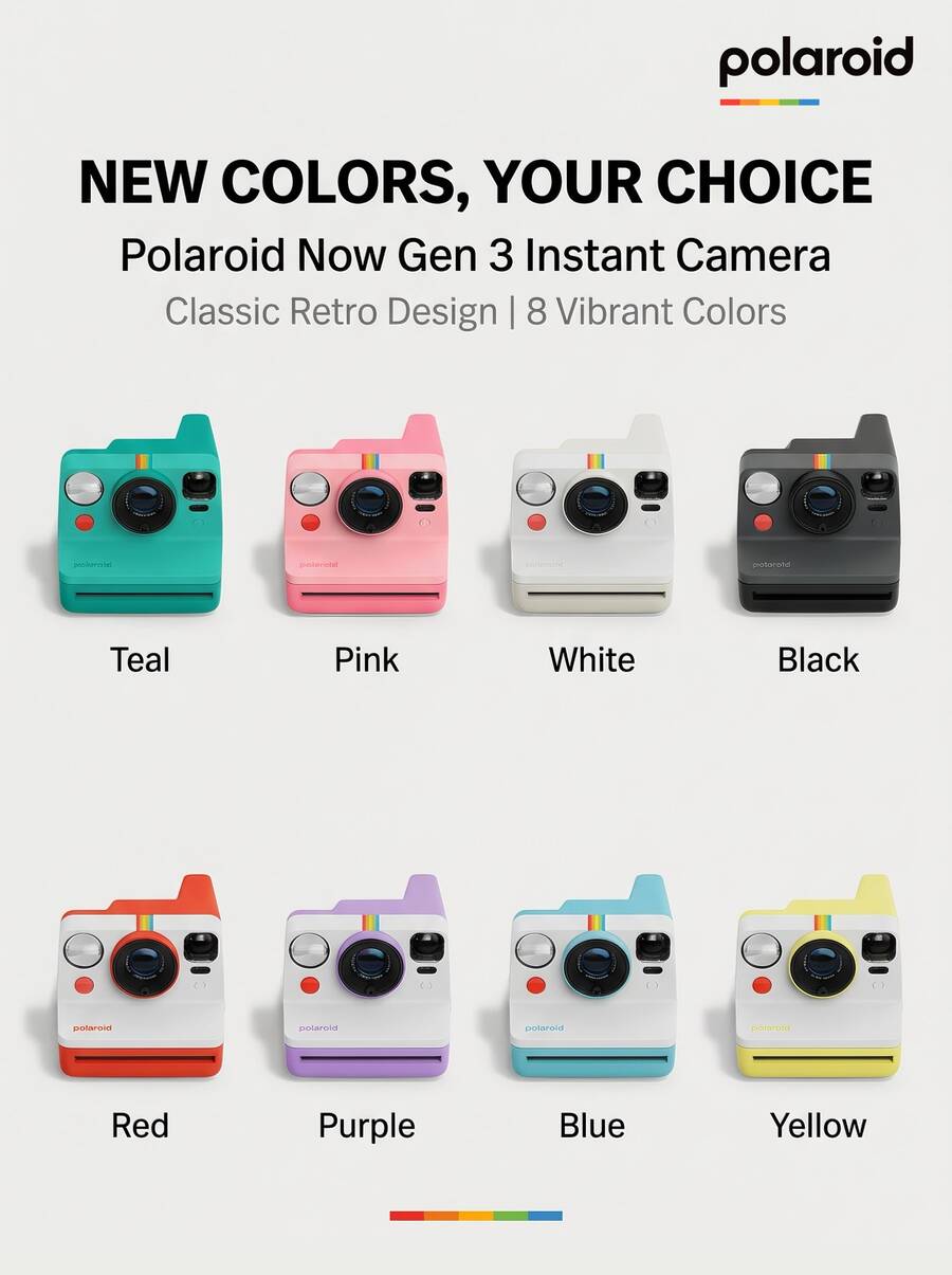 Polaroid Now Gen3 Instant Camera | The Perfect Classic Retro Choice For Beginners! Built-In Soft-Focus Filter, Single-Shot Imaging, Autofocus, Double Exposure, Vintage Film Feel, Instant Prints. - View 1