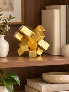 1pc Gold Geometric Knot Statue, Modern Abstract Decorative Sculpture, Luxury Home Decor Accent For Coffee Table Bookshelf Mantel Living Room Office Desk Console Table And Entryway - Multiple Styles - View 4