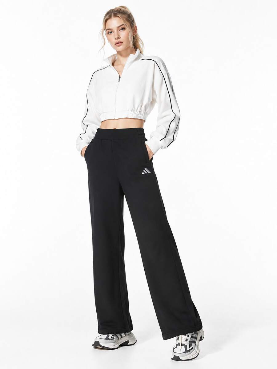 Adidas New Women's Casual Knit Comfortable Straight Leg Pants Sweatpants - Black - View 1