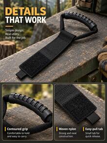 2pcs/4pcs Optional, S Size 44cm/L Size 71.1cm Adjustable Nylon Carrying Hanging Storage Strap, Outdoor Functional Style Black Curved Non-Slip Grip Hook & Loop Binding Strap, Suitable For Camping Gear Organization, Water Pipe & Cable Storage, Yard & Garage Hanging Storage - Multi-pack - View 3