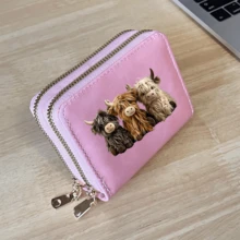Highland Cow Print Card Holder Lightweight Fashionable Wallet Suitable For Daily Use For Women Double Zipper Mini Wallet Purse Wallet Card Wallet - Multicolor - View 24