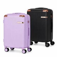 Maleta multifuncional de 20 pulgadas, juego de 2 unidades, con gran capacidad y rotación de 360 grados, ideal para vacaciones familiares y viajes alrededor de la ciudad (azul morado, negro) - Lila Púrpura - Ver 8