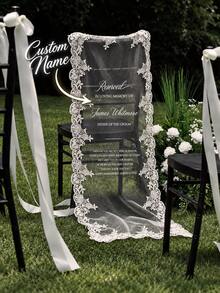 Memorial Chair Sign, Lace Banner, Wedding Remembrance, Reserved Seat, Heartfelt Tribute, Ceremony Honor - Multicolor - View 1