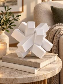 1pc White Geometric Knot Sculpture, Modern Abstract Decorative Statue, Minimalist Tabletop Decor For Living Room Coffee Table Bookshelf Entryway Office Desk Bedroom And Home - Multiple Styles - View 9