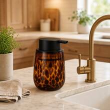 Amber Marble Glass Soap Dispenser, Refillable Pump Bottle For Liquid Soap, Lotion And Hand Wash, Suitable For Kitchen And Bathroom Countertop - Multicolor - View 5