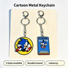 1pc/2pcs Gantungan Kunci Putar Sonic Game Over Logam Kartun Lucu Liontin Fidget Hadiah - MultiWarna - View 3