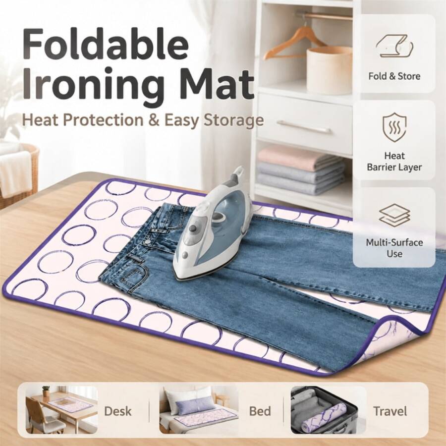 1pc Foldable Ironing Pad, Heat-Resistant Protective Cloth, Suitable For Ironing Clothes On Bed, Desk, Table And Travel Surfaces, Portable Ironing Board Alternative, Multiple Colors And Sizes Available, Suitable For Dorm, Apartment, Home And Back To School