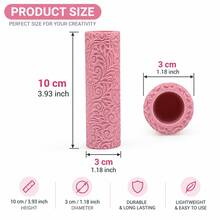 Vine Scroll Pattern Clay Roller, 3D Printed PLA Texture Roller For Pottery And Polymer Clay, Floral Relief Embossing Rolling Pin Tool For Ceramics, DIY Crafts, Pottery Making, Clay Slab Decorating, Handmade Art Projects, Reusable And Easy To Clean - Pink Vine Pattern - View 2