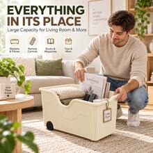 Pull-Out Storage Bin With Wheels, Large Capacity Plastic Storage Basket, Suitable For Kitchen, Bathroom, Cabinet Or Refrigerator Item Organization And Storage (Wheels Not Removable) - Multicolor - View 8