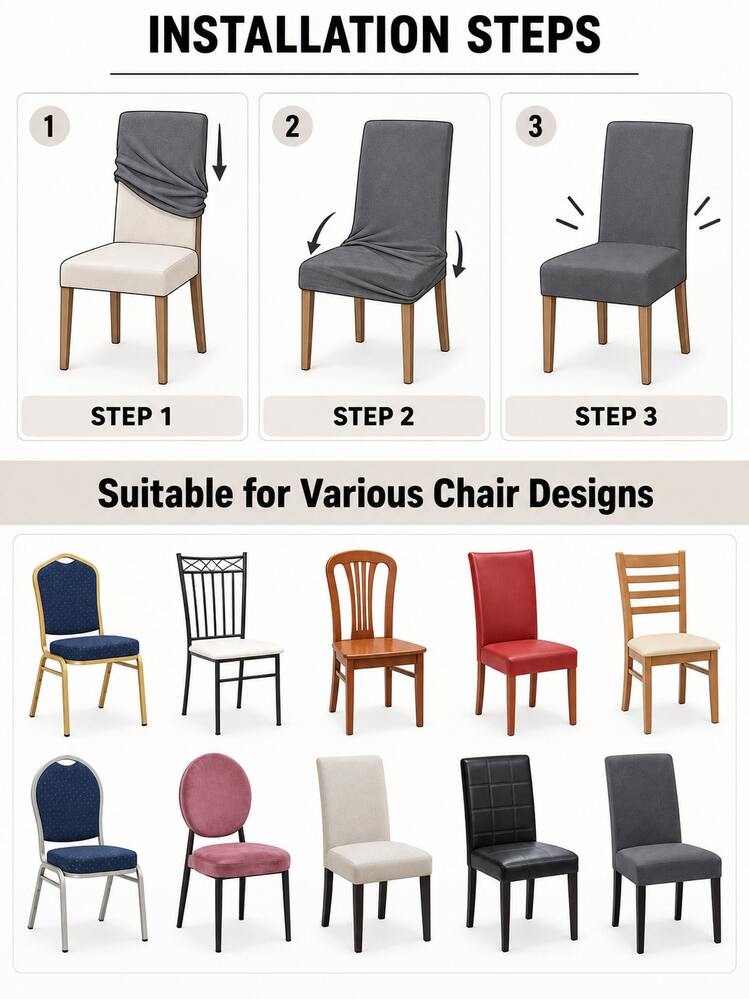 4/6pcs Christmas Chair Covers, Santa Claus Snowman Christmas Tree Print Elastic Chair Covers, Suitable For Christmas Holiday Dining Room Kitchen Party Decoration - A - View 6