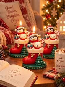 Cetakan Silikon Sepatu Bot Natal, Cetakan Kaos Kaki Dalam Beruang Penguin 3D, Alat Tuang Lilin Aromaterapi Hari Raya, Dekorasi Gips, Hadiah Buatan Tangan Natal - cetakan silikon - View 5