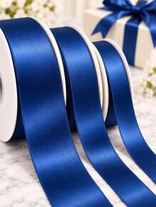 10 Yards Royal Blue Satin Ribbon Roll, Multiple Sizes Available - Silky Polyester Fabric Edge Ribbon, Suitable For Gift Wrapping, Wedding Bouquet Decoration, Christmas Gift Packaging, Hair Clips With Ribbon, Cake Decoration And Handmade Crafts - Denim Blue - View 5