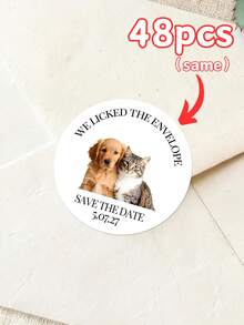 12/24/36/48/60Pcs Custom Photo Envelope Seal Stickers, Personalized Round Customized Your Pet Photo Text Labels, Customized Your Own Picture Sticker Labels For Wedding Invite, Party Favor, Gift Packaging, Wedding Party Invitation Sealing Decals - Multicolor 4 - View 22