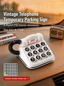 Rambu Parkir Mobil Berbentuk Telepon Klasik, Plat Nomor Parkir Sementara yang Dapat Disesuaikan, Dekorasi Interior Mobil Mini Berbentuk Telepon Rumah Retro, Dekorasi Interior Mobil Universal - A - View 8