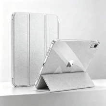 Transparent Starry Glitter Tri-Fold Protective Case, Compatible With IPad 10th Gen 10.9 Inch And 11th Gen (A16), Auto Sleep/Wake, Solid Color Tablet Protective Cover With Stand - Silver - View 1