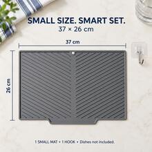 1 Set Small Silicone Draining Mat With Adhesive Hook, 37 X 26 Cm, Flexible Kitchen Countertop Draining Tray With Drain Hole, Compact Kitchen Hanging Storage, Black Or Gray, 1 Mat + 1 Hook Set - Multicolor - View 7