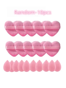 10/20/60pcs Heart-Shaped Velvet Cotton Makeup Pads, Suitable For Contouring, Eye And Eye Corner Areas, Foundation Blending, Suitable For All Skin Types - Pink - View 6
