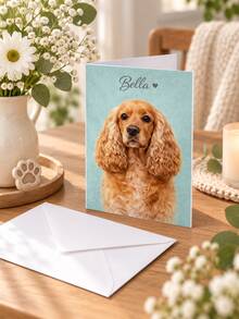 Customized Pet Photo Portrait Greeting Card (With Envelope): Personalized Dog/Cat Mom Party Invitation, Custom Greeting Card, Foldable, Suitable For Family, Boyfriend, Girlfriend, Siblings, Spouse, Colleagues, Creative Personalized Greeting Card, Great Gift, Halloween, Christmas, Wedding, Valentine's Day, Birthday, Party, Anniversary - Multicolor - View 4