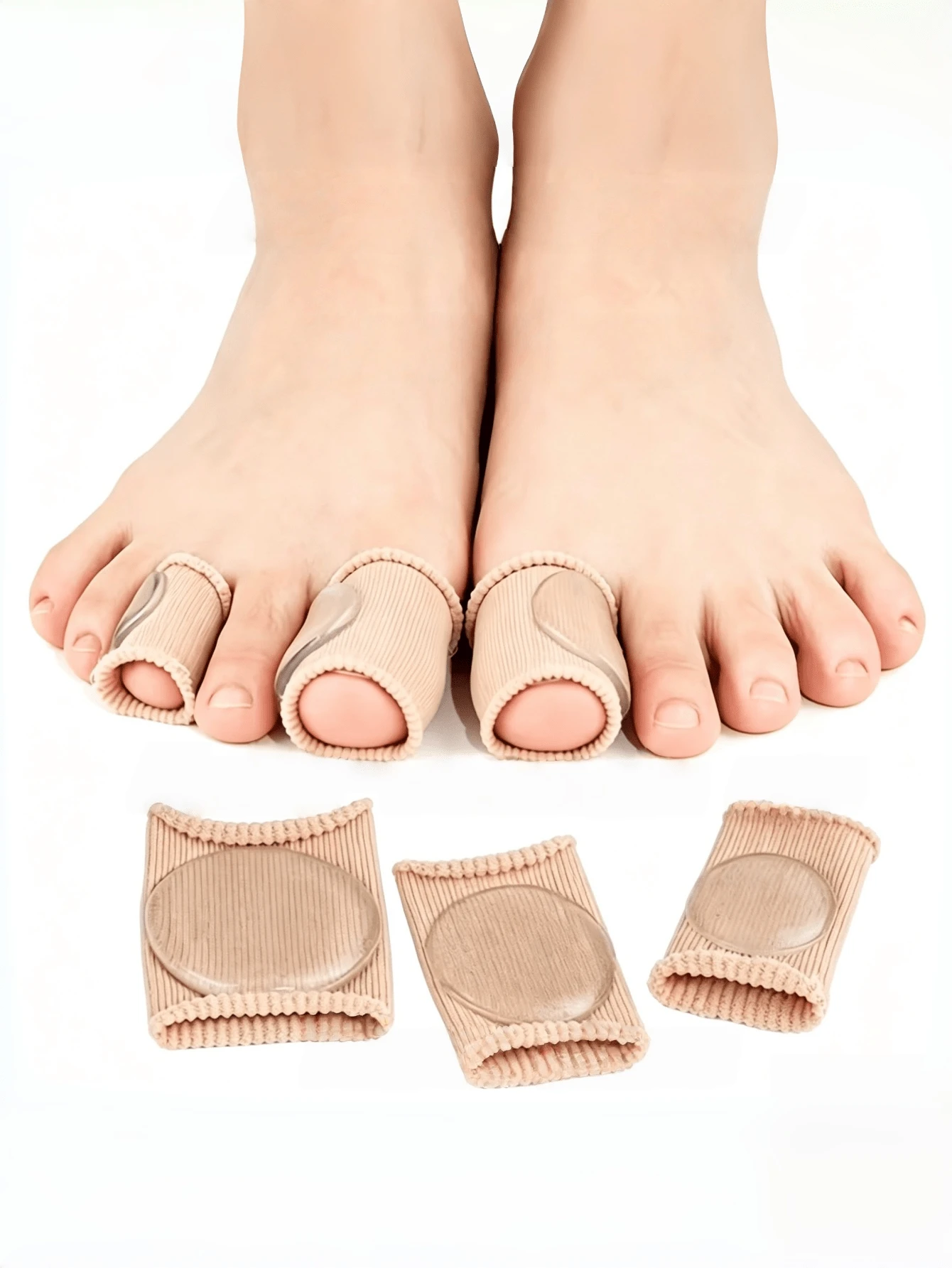 2 Pairs Anti-Friction Toe Protectors Breathable Soft Comfortable Forefoot Shoe Insoles - Beige - View 1