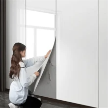 1 Roll White Furniture-Specific Bright White Kitchen Self-Adhesive Wallpaper, Suitable For Cabinets, Tables And Waterproof Doors - White - View 3