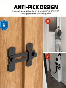 1pc Heavy Duty Adjustable Door Lock Latch With Screws, Metal Sliding Bolt Lock, Suitable For Wooden Doors, Main Doors, Cabinets, Sheds And Fences, Home, Garage And Workshop Reinforcement Security Lock - Multicolor - View 2