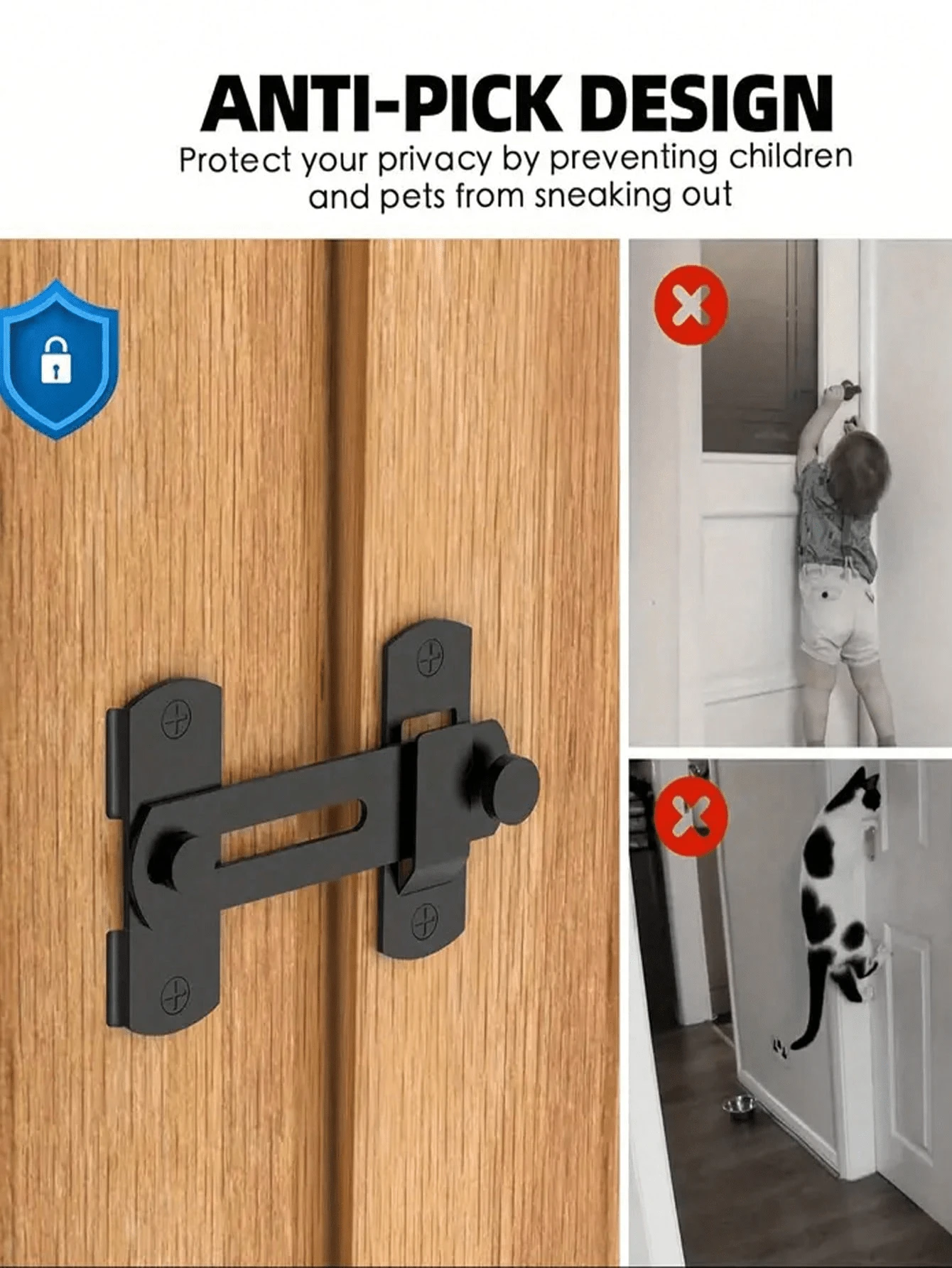 1pc Heavy Duty Adjustable Door Lock Latch With Screws, Metal Sliding Bolt Lock, Suitable For Wooden Doors, Main Doors, Cabinets, Sheds And Fences, Home, Garage And Workshop Reinforcement Security Lock