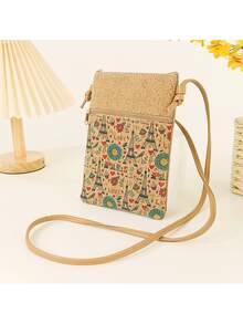 Bohemian Style Cork Women's Crossbody Bag, Vintage Print Phone Bag, Lightweight Adjustable Shoulder Strap Bag, Suitable For Travel And Daily Use - Multicolor - View 3