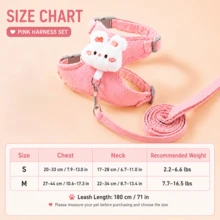 1pc Pet Cat And Puppy Harness Leash Set, Suitable For Kitten And Puppy Leash, Outdoor Cat And Puppy Leash, Comfortable And Breathable (Pink Rabbit & Blue Panda) - Multicolor - View 5