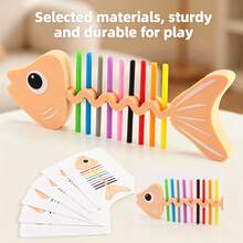 Kids Fishbone Color Matching Training Tabletop Game, Toddler Early Learning Educational Toy, Logic & Hand-Eye Coordination Puzzle Game, Parent Interactive Board Game, Ideal Birthday Holiday Christmas Gift For Children - Multicolor - View 5