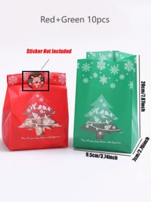 1/10/30/50pcs Red & Green Christmas Packaging Bags, Reusable Christmas Gift Storage Bags, Suitable For Christmas Decorations, Party Supplies And Accessories (Stickers Not Included) - Multicolor - View 8