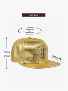 1 Men's Dollar Metal Label Leather Flat Brim Hip Hop Hat Party Personality Spring Autumn Trucker Hat Large Head Circumference Street Baseball Cap - Multicolor - View 4