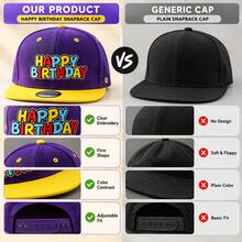 1pc Unisex Happy Birthday Embroidered Flat Brim Baseball Cap, Hip Hop Style Adjustable Streetwear Hat, Suitable For Casual Party Travel Daily Wear Gift - A - View 4