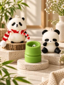3/2pcs Set Cute Panda Shaped Aromatherapy Candles, Creative 3D Bamboo Shaped Craft Candles, Healing Cartoon Adorable Desktop Decor, Home Atmosphere Decoration, Birthday Holiday Gift, Ins Style Soft Decor Photo Prop, Niche Artistic Handmade Aromatherapy Candles - Decorative Candles - View 1