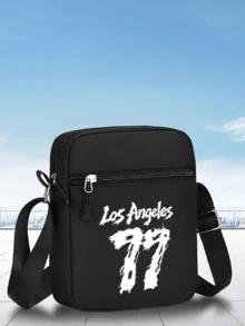 1件/2件裝「Los Angeles 77」圖案印花中性街頭時尚戶外運動棒球帽與斜挎包，可調節，適合送給自己或朋友的禮物 - 彩色 - 查看 5