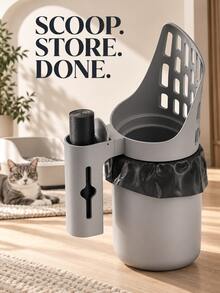 1 Set Solid Color Pet Waste Bag Dispenser + Storage Box, Dog Poop Bag Organizer, Cat Litter Cleaning Trash Bag Storage Box, Home Pet Cleaning Supplies, Gray - Grey - View 8