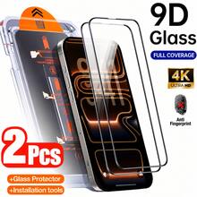 CASECOPS 2Pcs Full Coverage High Definition Transparent Screen Protector With Automatic Mounting Tools And Automatic Alignment Tools, Compatible With IPhone 18 Pro/18 Pro Max/17/16/15/14/13/12/11/XS Max/XR Series, 9H+ Hardness Tempered Glass, Full Coverage, Anti-Fingerprint, Anti-Scratch, No Bubbles, Easy To Install, Suitable For Phone Cases And Accessories - 2Pcs - View 1